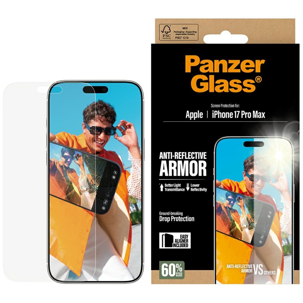 PanzerGlass Armor anti-refleksinis EasyAligner grūdintas stiklas iPhone 17 Pro Max