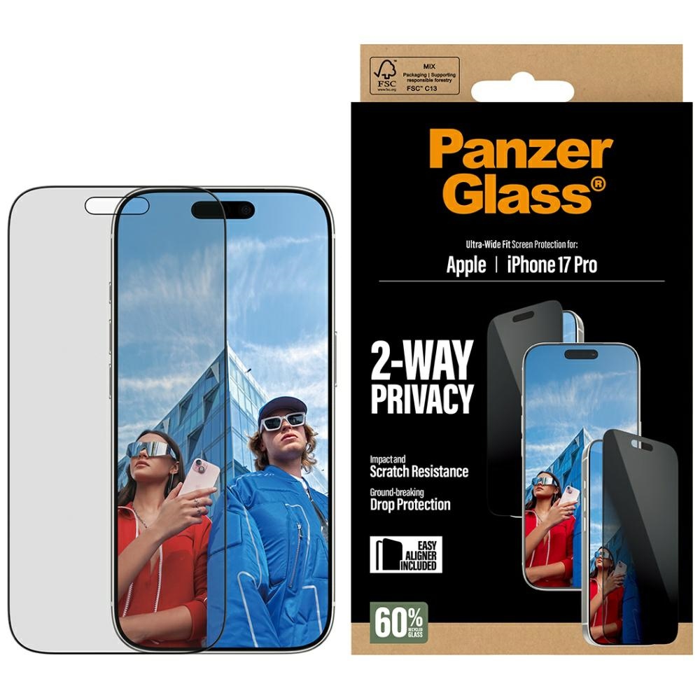 PanzerGlass Ultra-Wide Fit EasyAligner privatumo stiklas iPhone 17 Pro