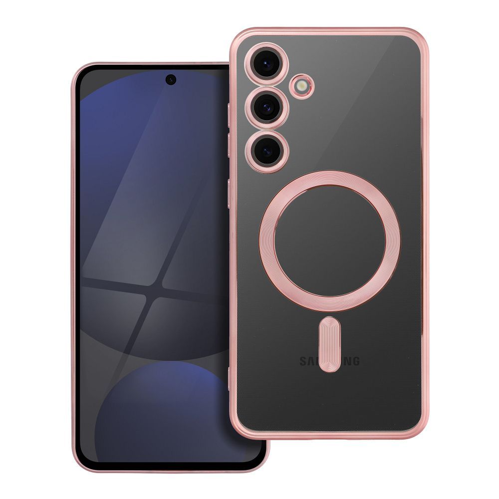 Dėklas telefonui ELECTRO MAG COVER, suderinamas su MagSafe, skirtas SAMSUNG S24 FE, rožinės aukso spalvos