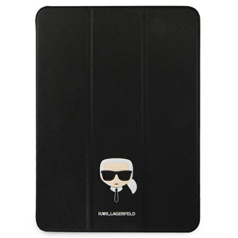 Karl Lagerfeld dėklas iPad 12,9" Pro 2021 KLFC12OKHK knygos tipo juodas Saffiano Karl Head