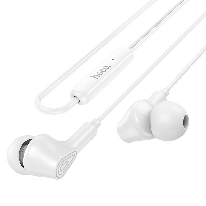 HOCO kabelinės ausinės Jack 3,5 mm su mikrofonu M102 balta