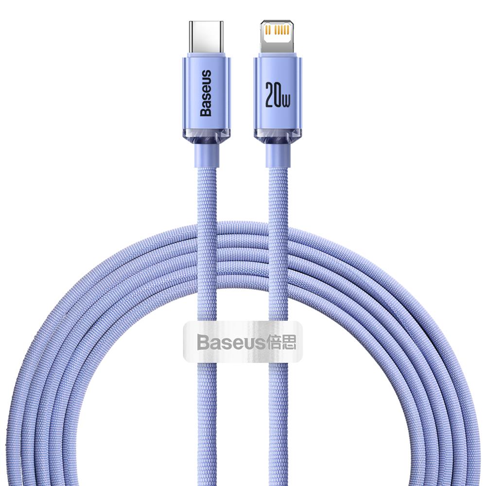 Кабель USB Baseus "Crystal Shine" фиолетовый Type-C / Lightning 200 см (до 20W)