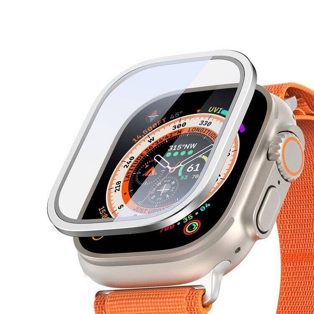 DUX DUCIS grūdintas stiklas FLAS su rėmeliu Apple Watch Ultra / Ultra 2 49 mm sidabrinis