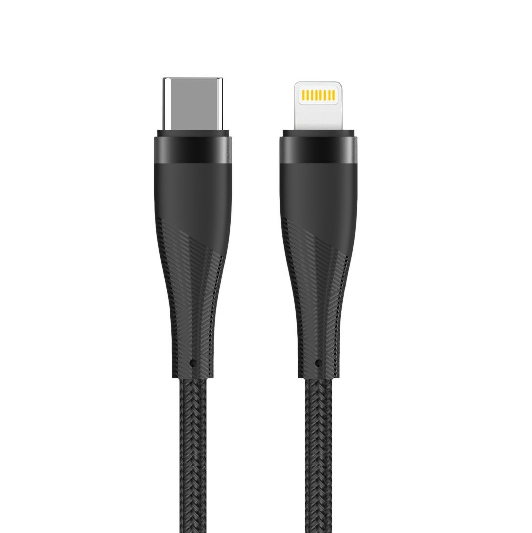 Maxlife MXUC-08 kabelis USB-C - Lightning 1,0 m 27W juodas nailonas