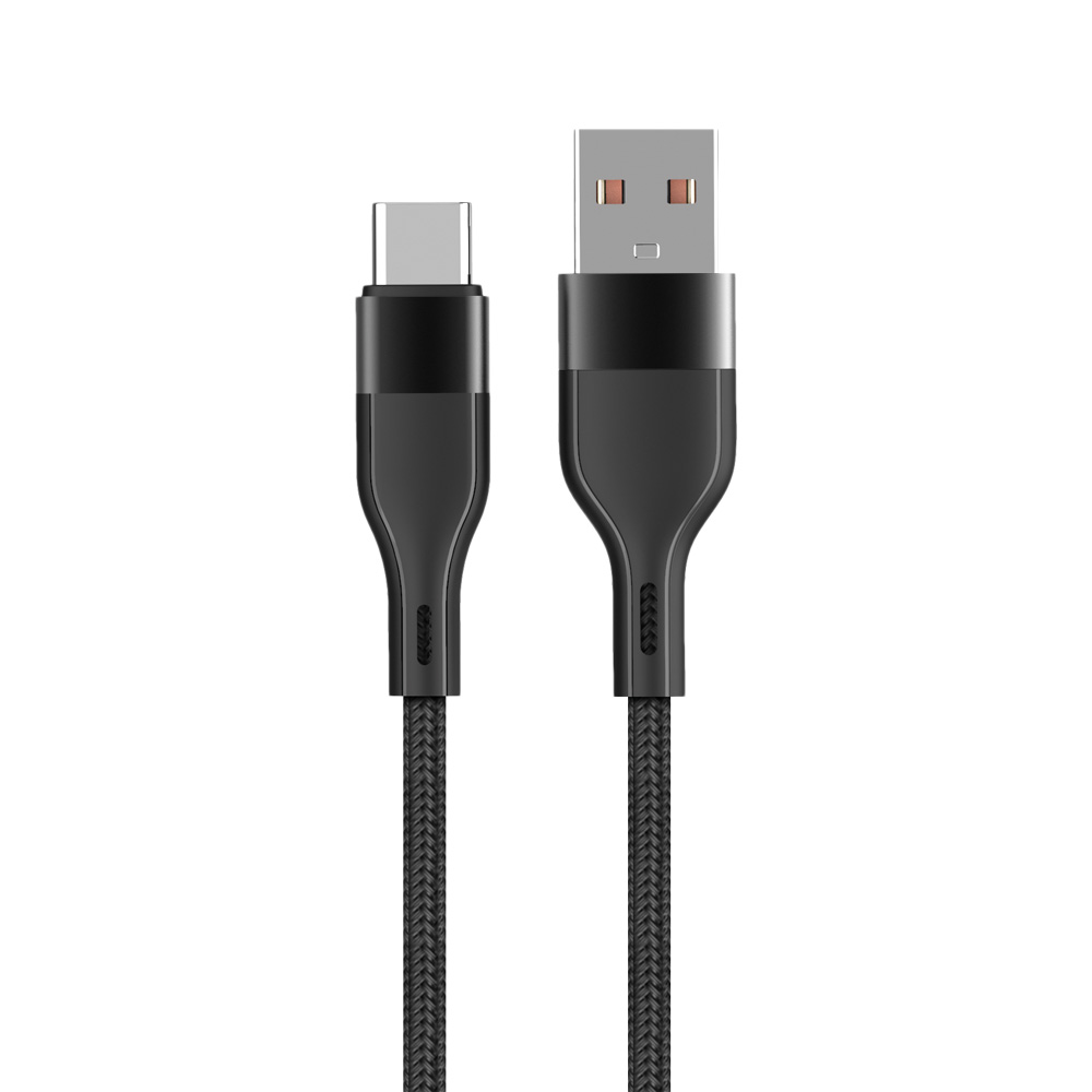 Maxlife MXUC-07 kabelis USB - USB-C 1,0 m 3A juodas nailonas