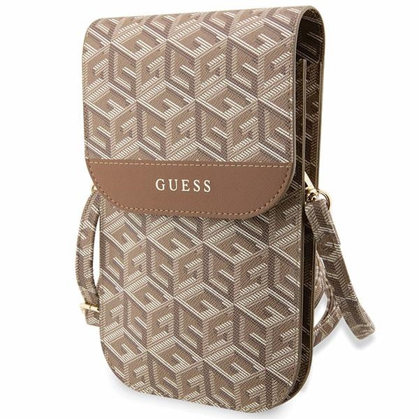Guess dėklas telefonui GUWBHGCFSEW rudas Piniginė GCube Stripe