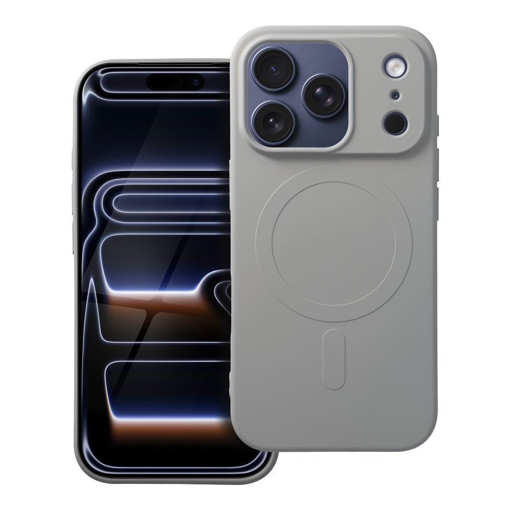 Silikoninis MAG COVER dėklas telefonui iPhone 17 Pro titano spalva su dideliu įpjovimu, suderinamas su MagSafe