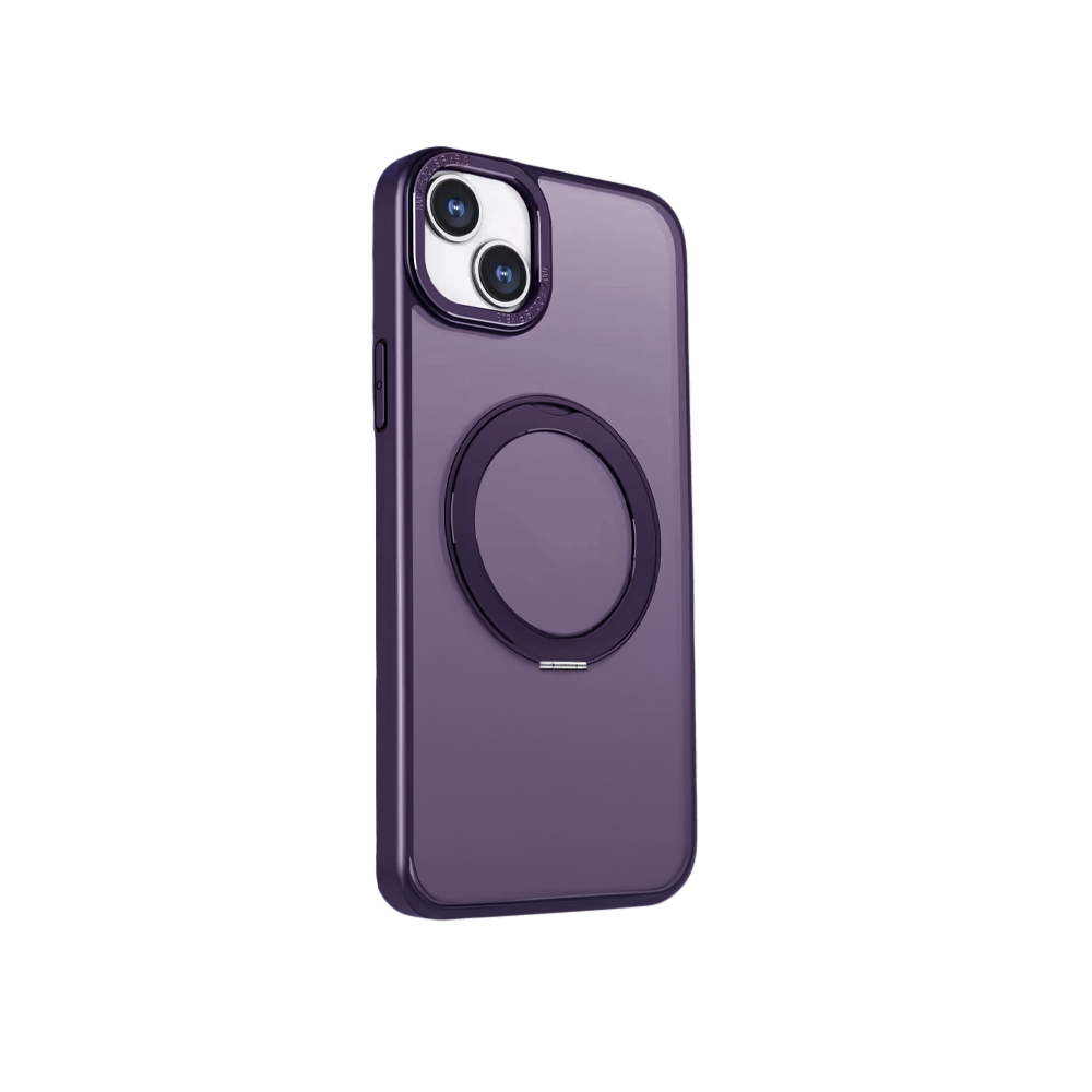 Dėklas telefonui Mag Ring su sukiojamu žiedu iPhone 15 Pro 6,1" violetinis