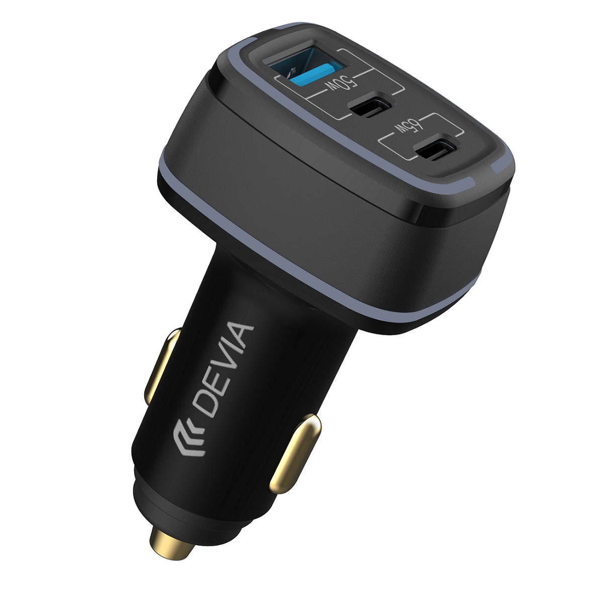 Devia automobilinis įkroviklis Extreme 115W 2x USB-C 1x USB juodas