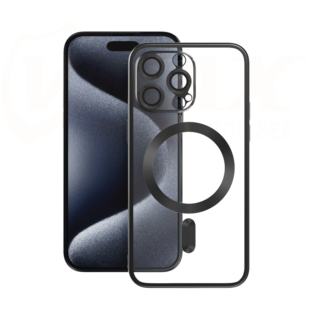 Vmax Electroplating Mag TPU dėklas telefonui Samsung Galaxy S25 juodas