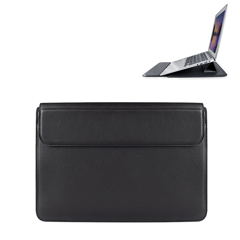 Devia nešiojamojo kompiuterio krepšys / MacBook laikiklio krepšys itin plonas 15,4'' vandeniui atspari PU oda juodas