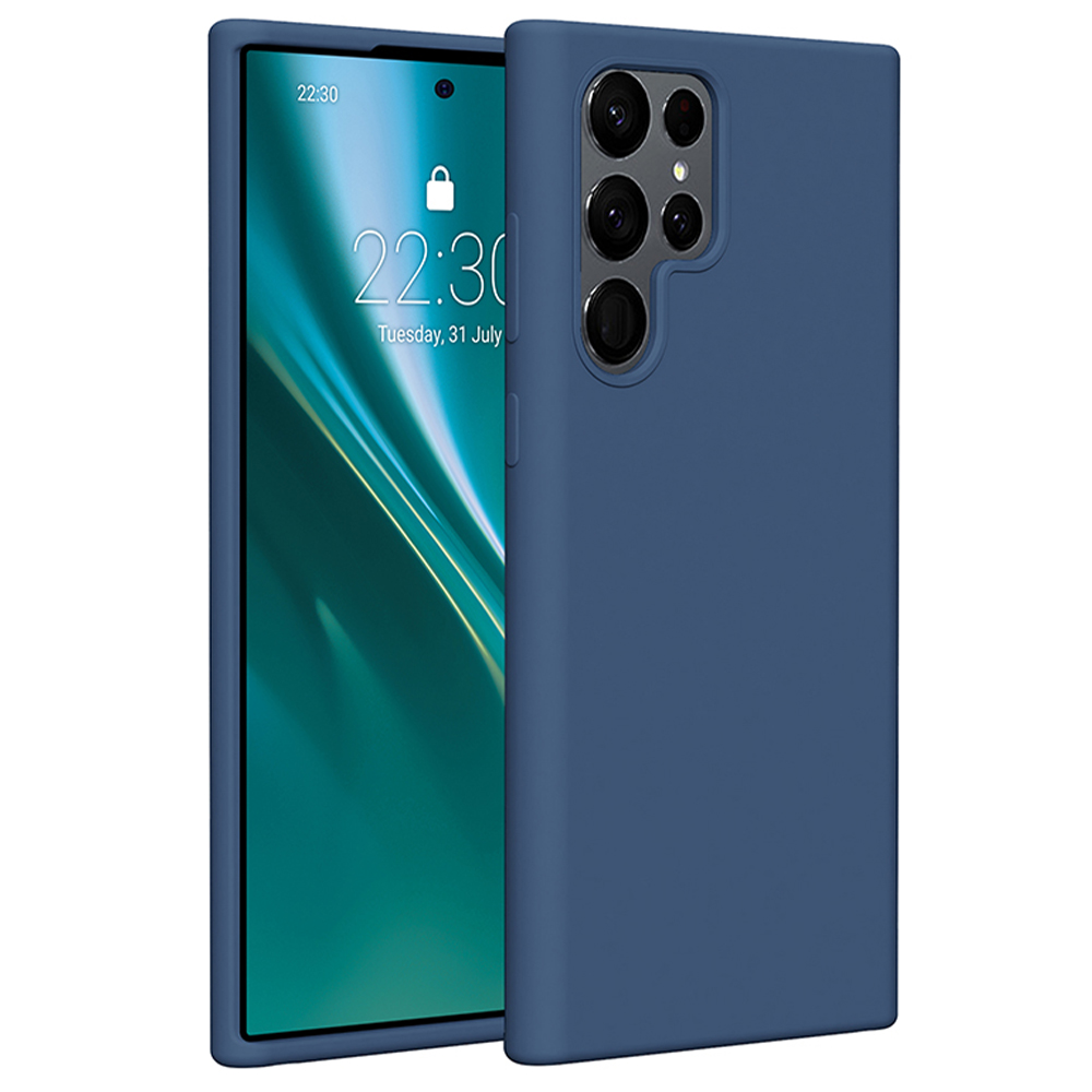 Etteri silikoninis dėklas telefonui Samsung Galaxy S22 Ultra tamsiai mėlynas