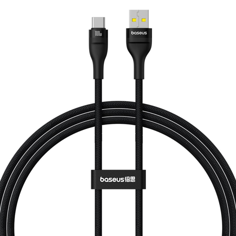 Baseus Flash 2 USB A į USB C greitojo įkrovimo kabelis 1 m 100 W Juoda