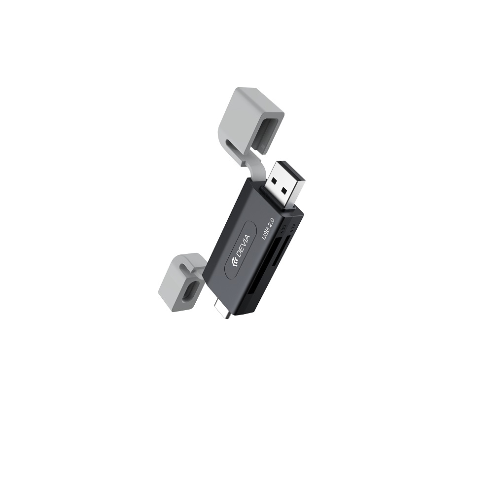 Devia kortelių skaitytuvas 2in1 EL239 USB/USB-C 2.0 juodas