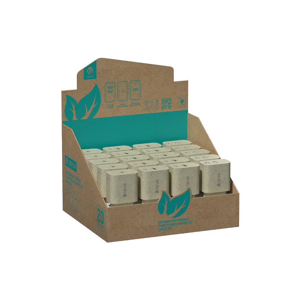 Devia įkroviklių ekspozicinis rinkinys Plant Straw 20 vnt.