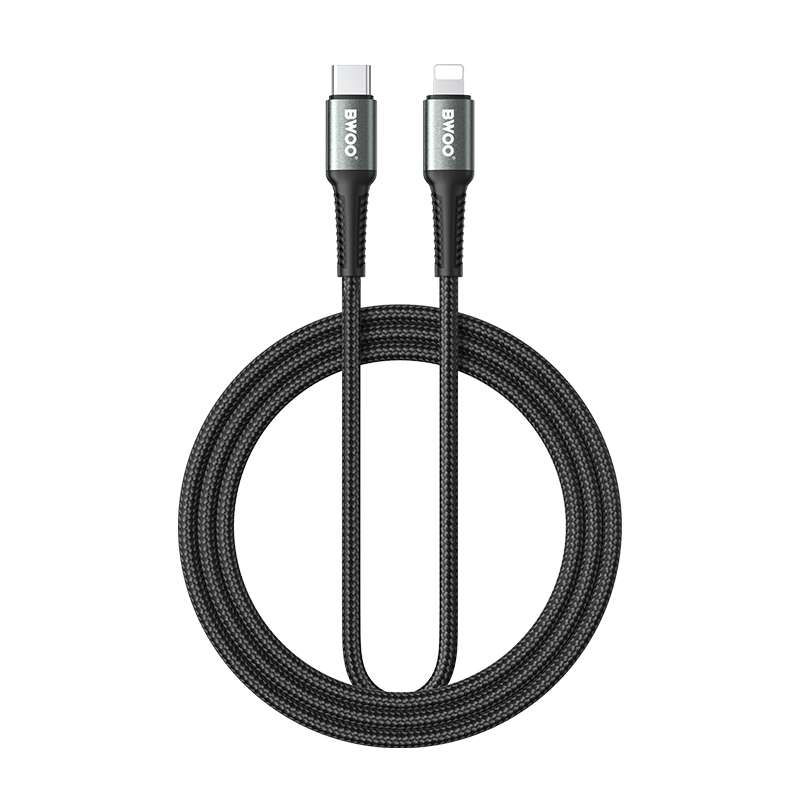 BWOO pintas kabelis USB-C - Lightning 3m 30W juodas