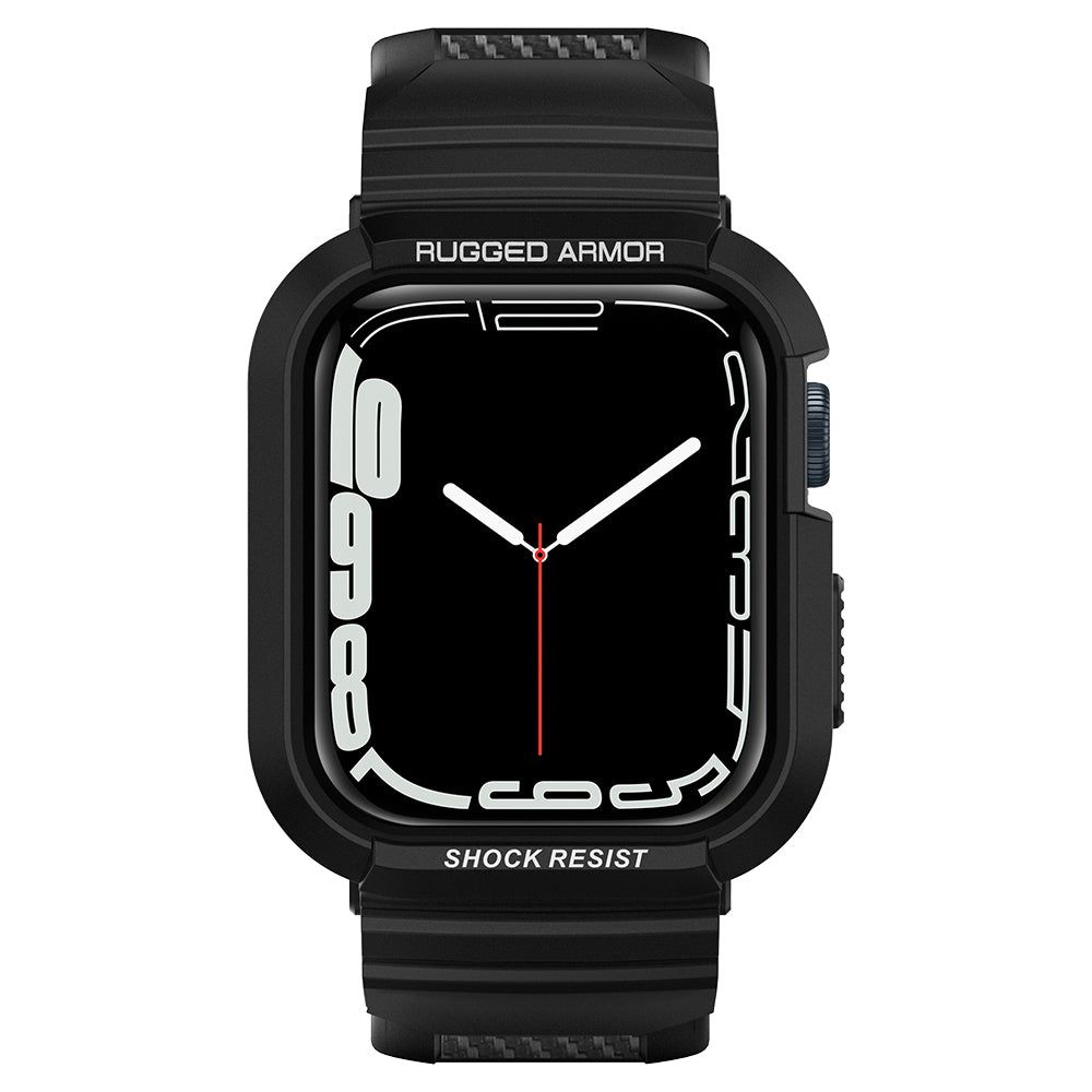 Spigen Rugged Armor Pro dėklas su dirželiu Apple Watch 4 / 5 / 6 / 7 / 8 / SE (44/45 mm) - juodas
