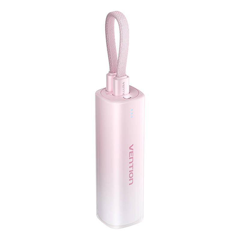 Išorinė baterija Vention FHWR0 5000mAh 20W + USB-C į Lightning laidas (rožinė)