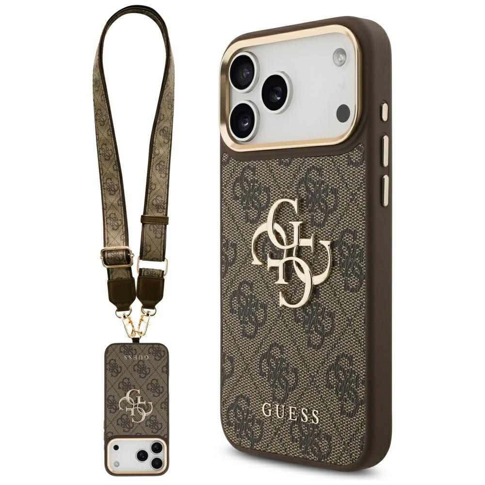 Guess 4G Big 4G Classic Logo Big Strap Metal Buttons dėklas iPhone 17 Pro Max (m) - rudas