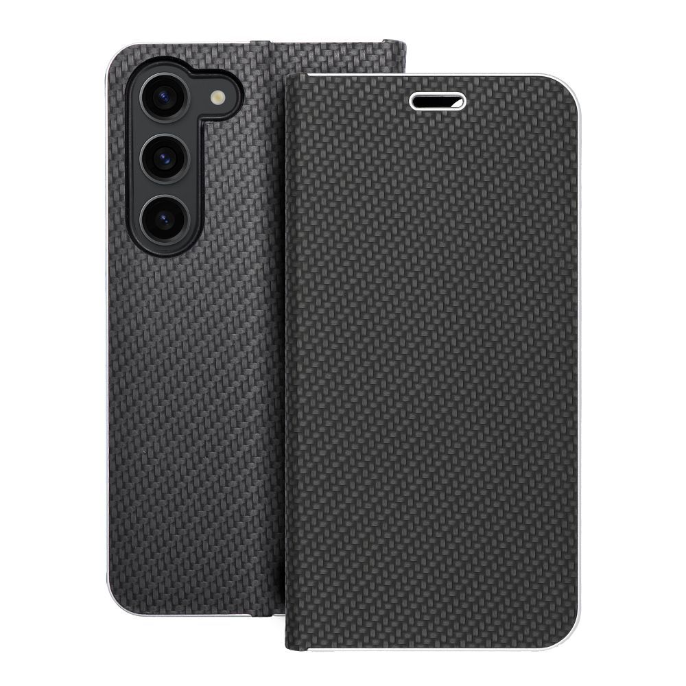 Dėklas telefonui LUNA Book Carbon for SAMSUNG S23 - juodas (m)