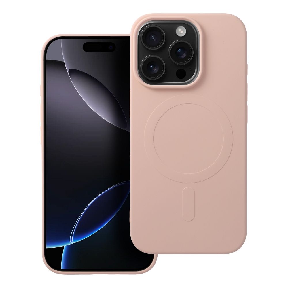 SILIKONINIS MAGNETINIS DĖKLAS (didelė skylė) suderinamas su MagSafe IPHONE 16 Pro rožinė