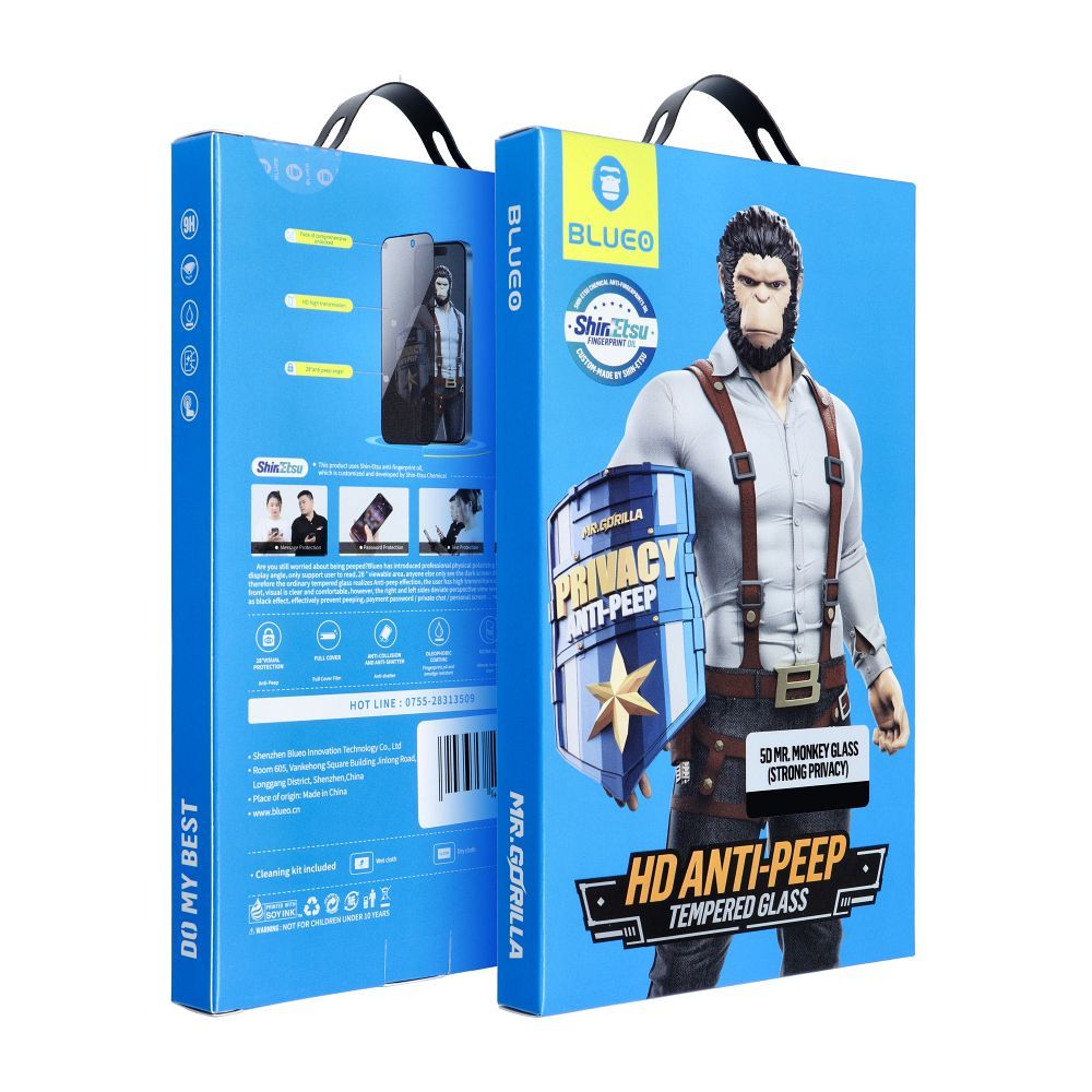 Apsauginis stiklas 5D Mr. Monkey Glass - Apple iPhone 17 Air juodas (Stiprus privatumas)