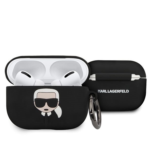 Karl Lagerfeld KLACAPSILGLBK AirPods Pro dėklas juodas/silikoninis Ikonik