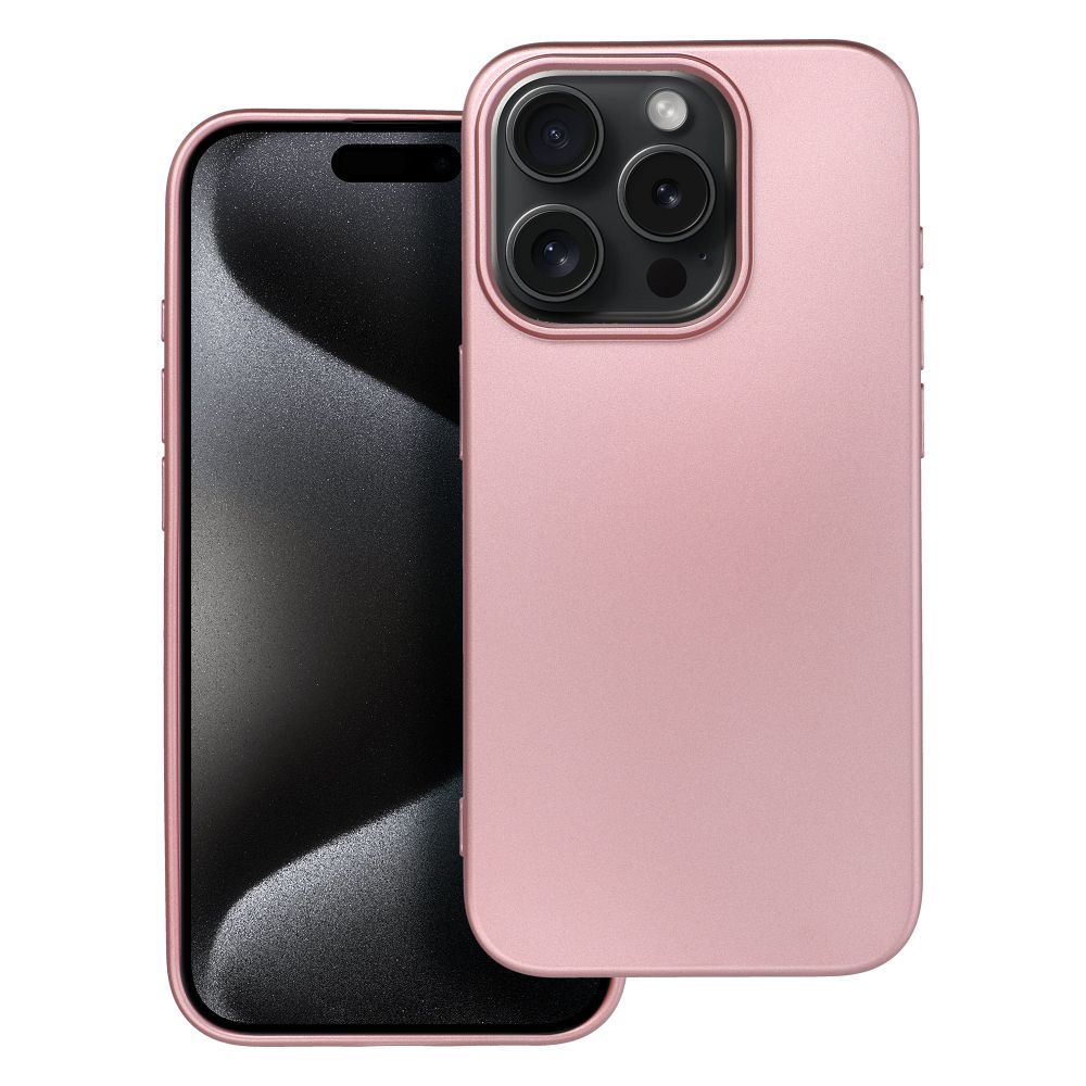 METALLIC dėklas telefonui IPHONE 15 Pro rožinis