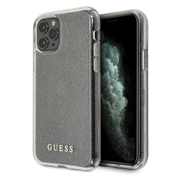Guess GUHCN58PCGLSI iPhone 11 Pro sidabriškas kietasis dėklas Glitter