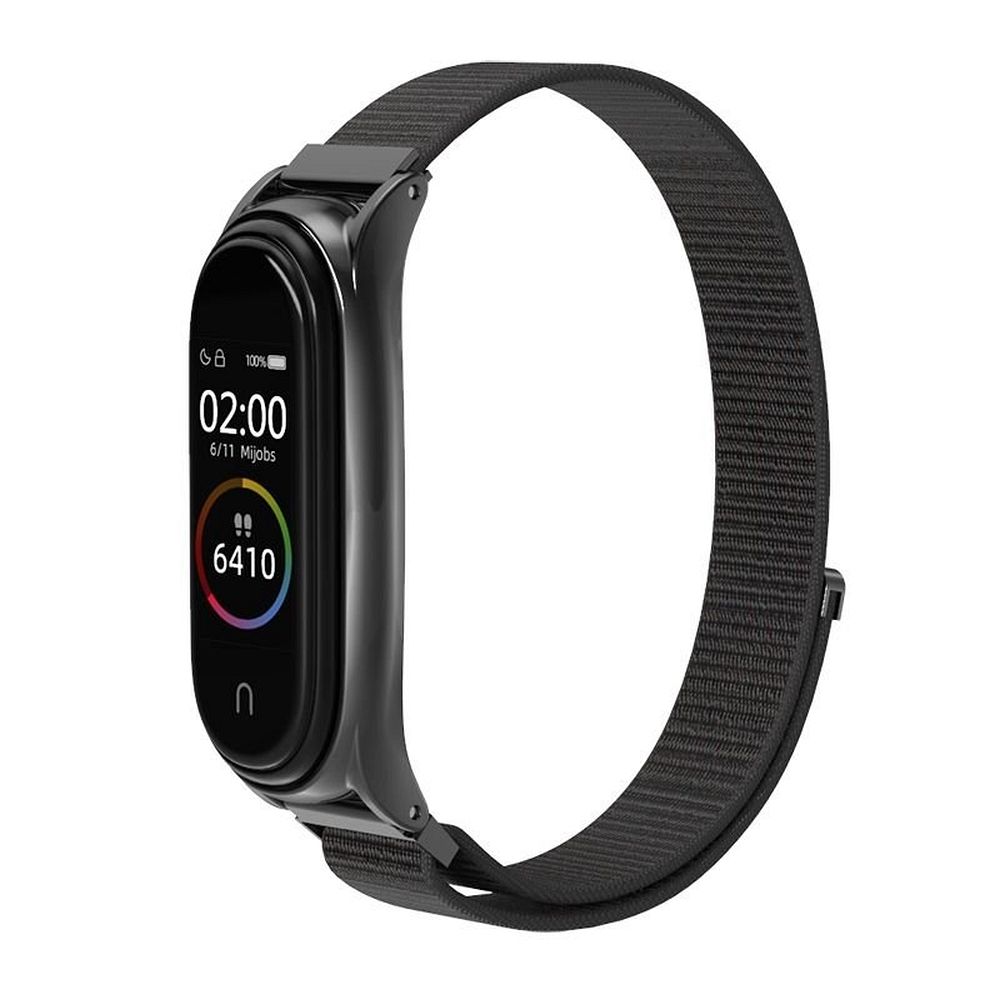 Nailoninis dirželis XIAOMI Mi Band 5 / 6 / 7 juodas (05)