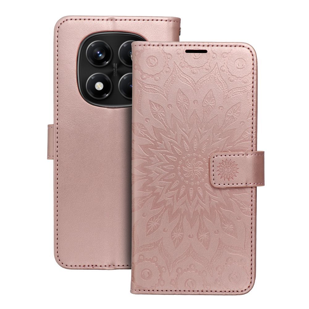 MEZZO knygos tipo dėklas telefonui XIAOMI Redmi Note 14 PRO 4G su mandala, rožinio aukso spalvos