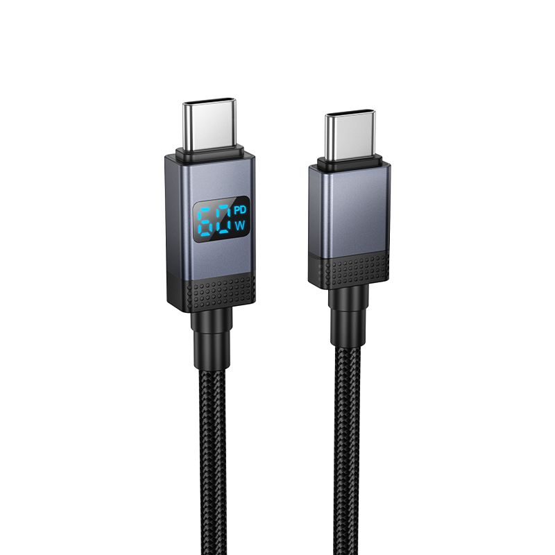 Kabelis USB C į USB C Hoco 3A 60W su ekranu 1 m X118 juodas