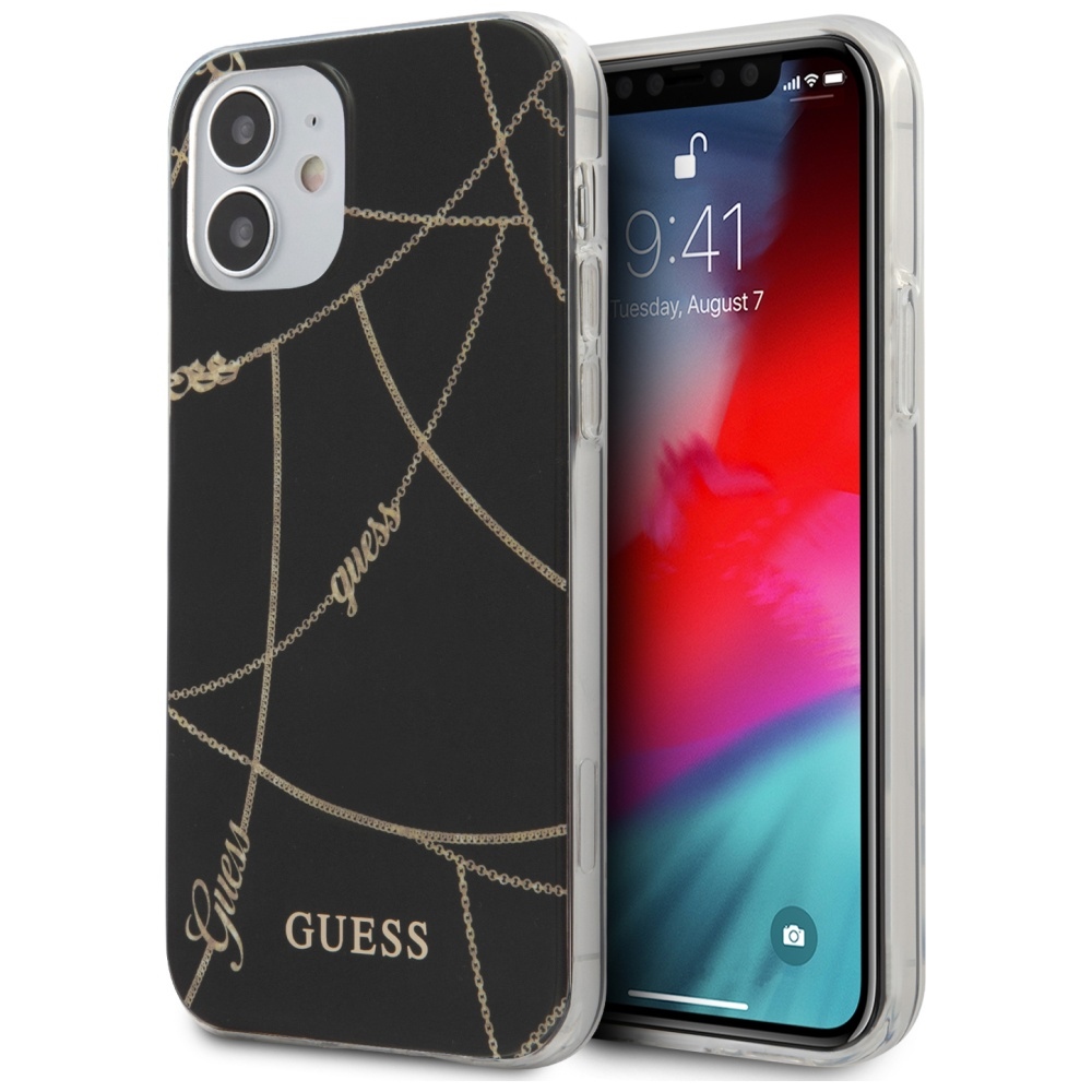 Dėklas telefonui (m) iPhone 12 mini 5.4" - juodas/juodas kietasis dėklas Saffiano