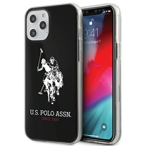 US Polo USHCP12LTPUHRBK iPhone 12 Pro Max 6,7" dėklas telefonui - juodas blizgus su dideliu logotipu