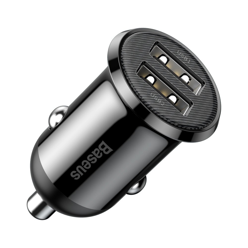 Baseus Grain Pro automobilinis įkroviklis 2x USB 4.8 A juodas (CCALLP-01)