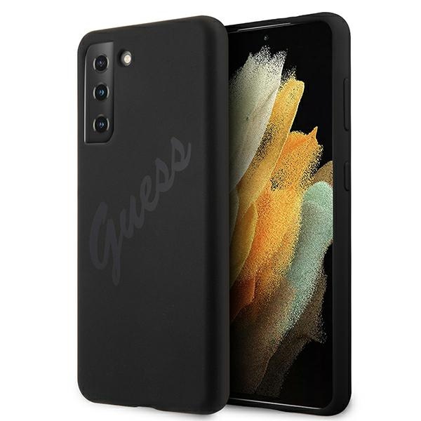 Dėklas telefonui Guess GUHCS21MLSVSBK S21+ G996 juodas/juodas kietasis dėklas Script Vintage