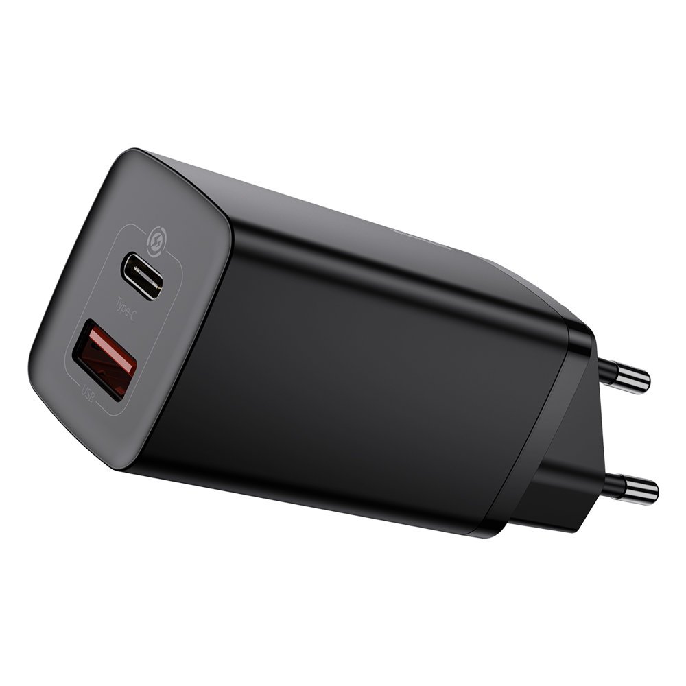 Baseus GaN2 Lite greitas įkroviklis 65W USB / USB Type-C Quick Charge 3.0 Power Delivery (gallium nitride) juodas