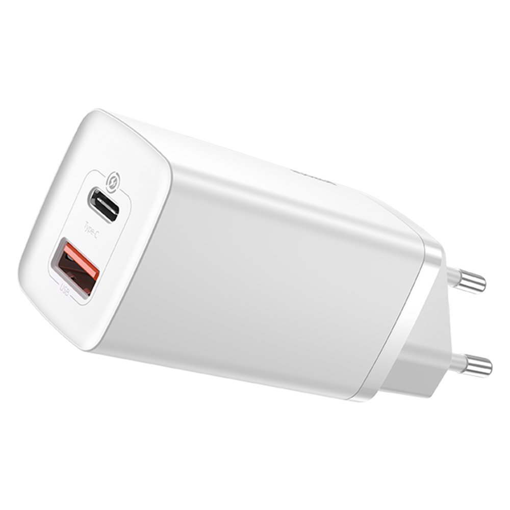 Baseus GaN2 Lite greitas įkroviklis 65W USB / USB Type-C Quick Charge 3.0 Power Delivery (gallium nitride) baltas