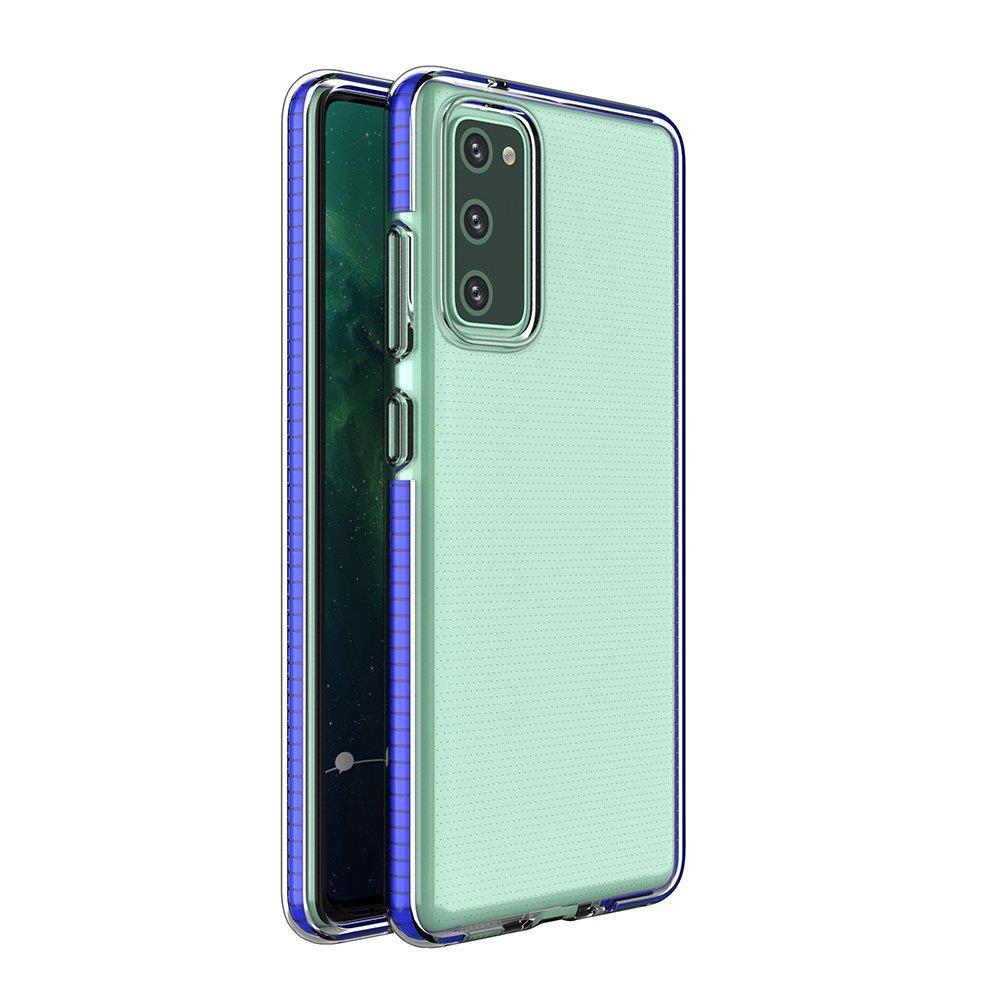 Spring Case (m) su skaidriu TPU gel apsauginiu dėklu su spalvotu rėmeliu Samsung Galaxy A72 4G - tamsiai mėlynas