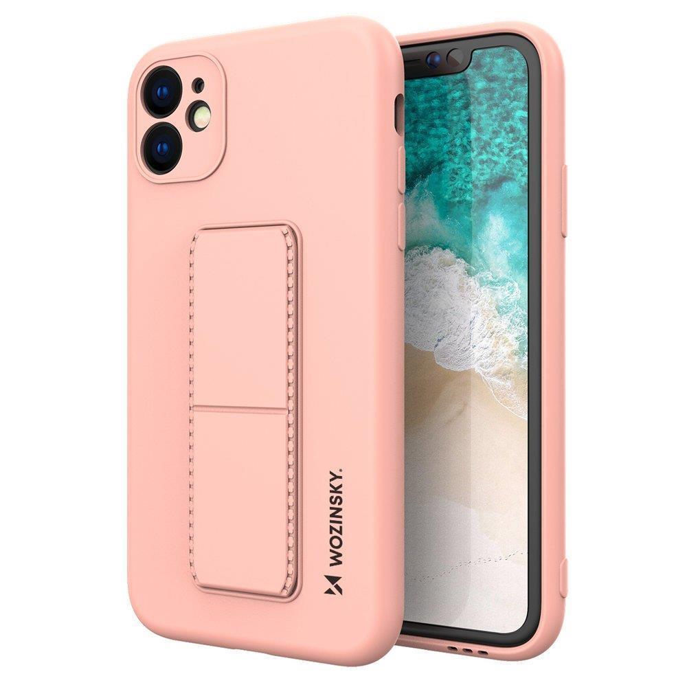 Wozinsky Kickstand Case iPhone 12 Pro Max silikoninis dėklas su stovu rožinė