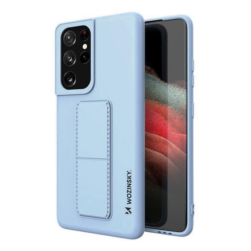 Wozinsky Kickstand Case silikoninis dėklas su stovu Samsung Galaxy S21 Ultra 5G šviesiai mėlynas