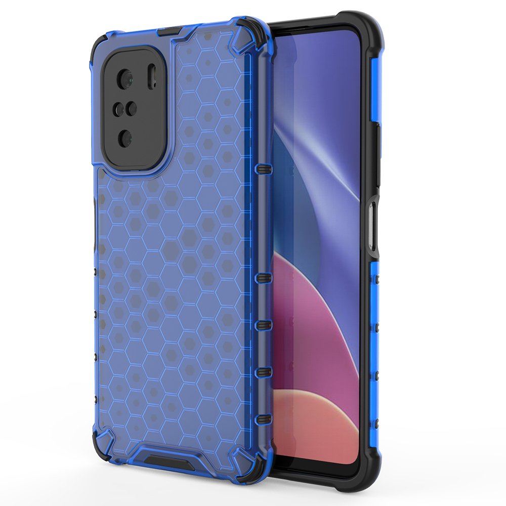 Honeycomb dėklas šarvuotas dėklas su TPU buferiu Xiaomi Redmi K40 Pro+ / K40 Pro / K40 / Poco F3 mėlynas