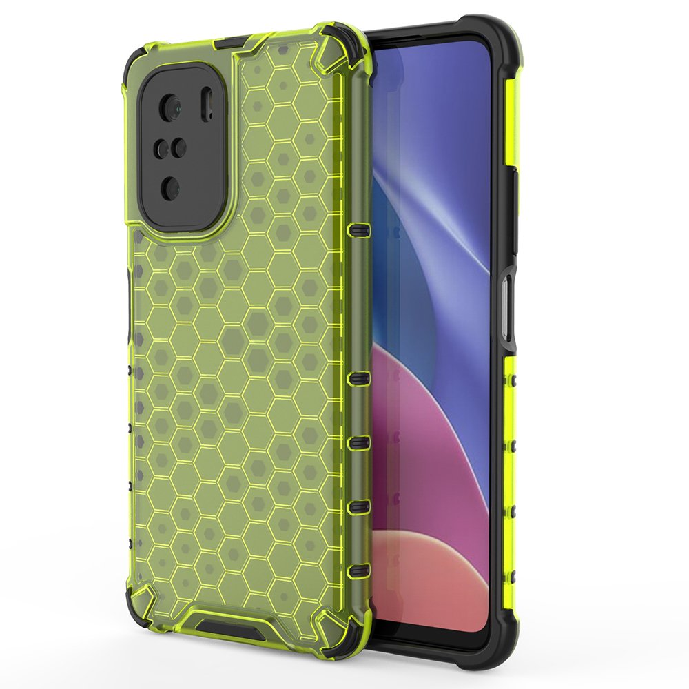 Honeycomb dėklas šarvuotas dėklas su TPU buferiu Xiaomi Redmi K40 Pro+ / K40 Pro / K40 / Poco F3 žalias