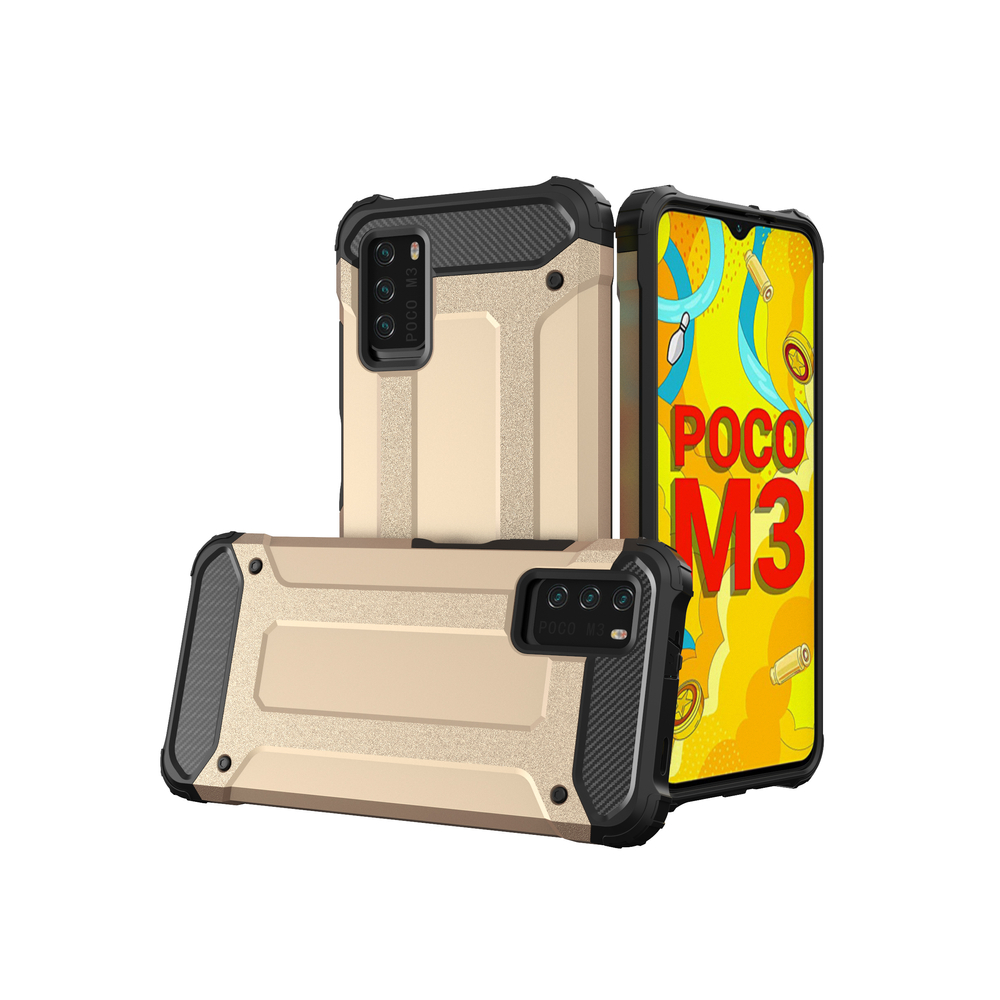 Hybrid Armor Case tvirtas apsauginis dėklas Xiaomi Redmi Note 10 5G / Poco M3 Pro auksinis