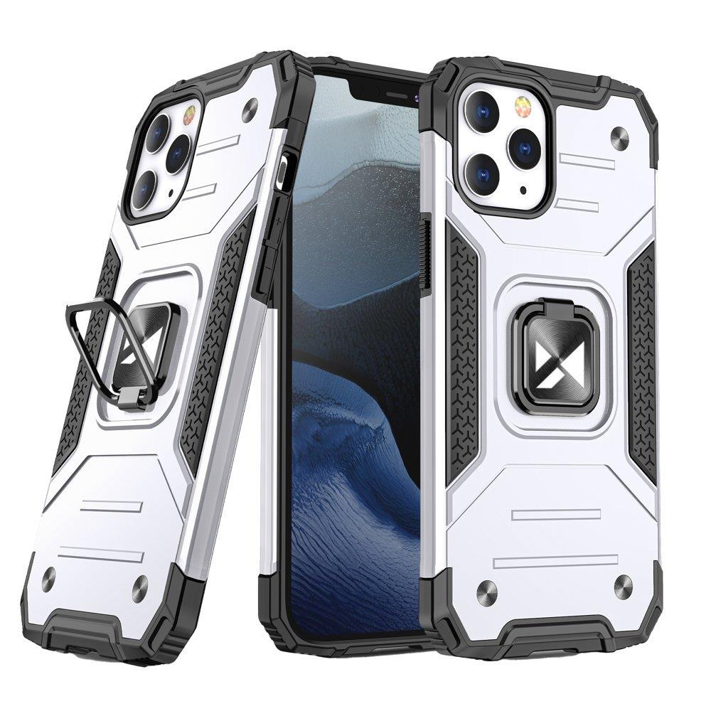 Wozinsky Ring Armor Case stovas tvirtas apsauginis dėklas iPhone 13 Pro Max sidabrinis