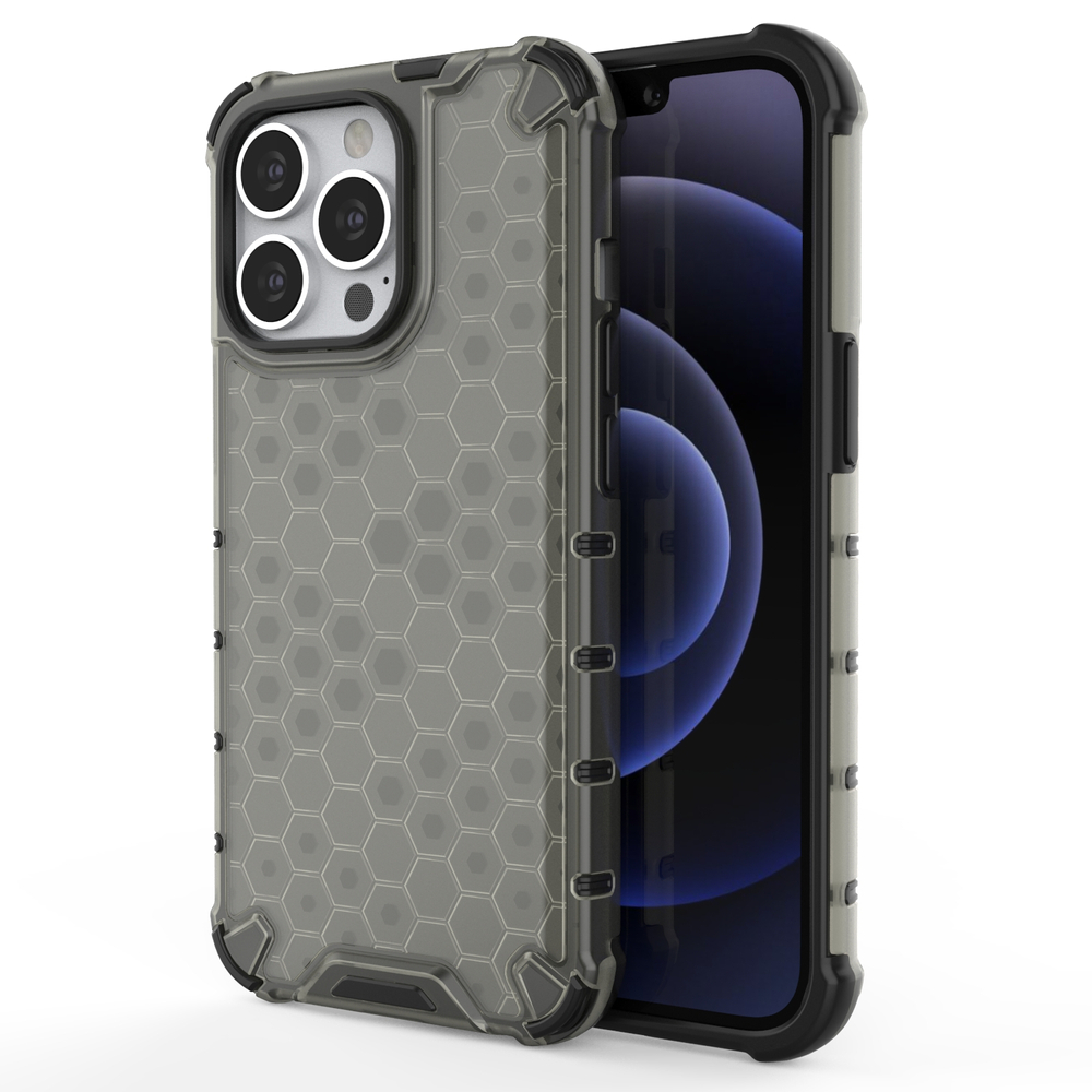 Honeycomb Case šarvu dangtelis su TPU buferiu iPhone 13 Pro juodas