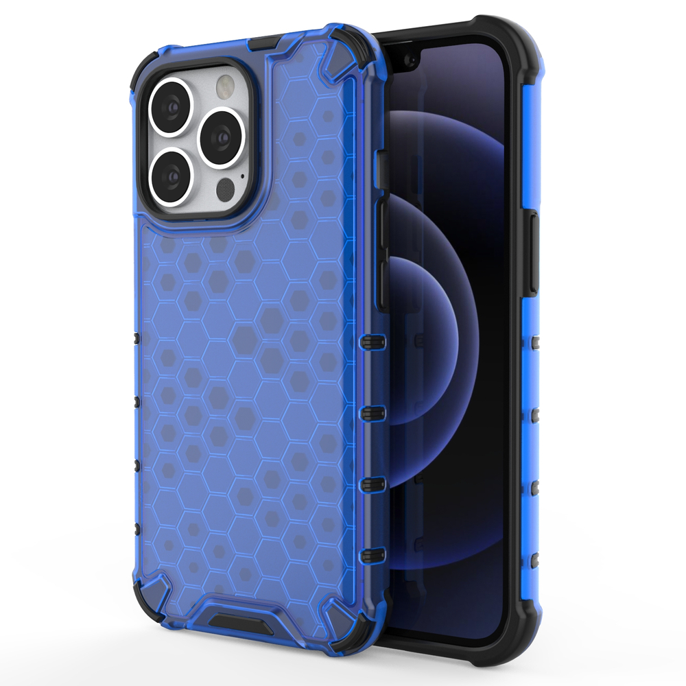 Honeycomb Case šarvu dangtelis su TPU buferiu iPhone 13 Pro mėlynas