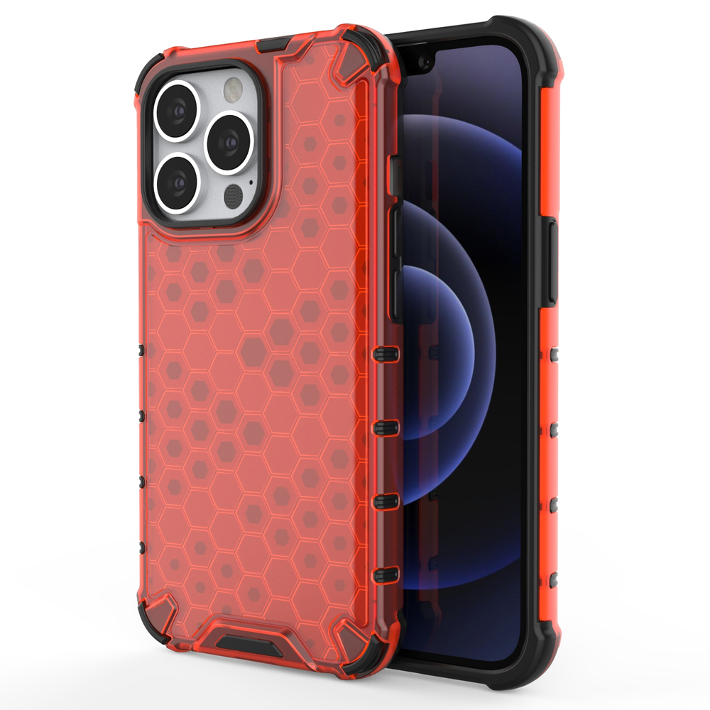 Honeycomb Case šarvu dangtelis su TPU buferiu iPhone 13 Pro raudonas