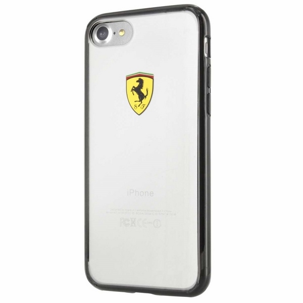 Ferrari kietasis dėklas FEHCP7BK iPhone 7/8/SE 2020 / SE 2022 juodas/ Skaidrus Racing Shield