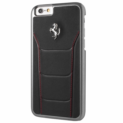 Ferrari kietas dėklas FESEHCP6BKR iPhone 6/6S 488 juodas/raudonas siūlės
